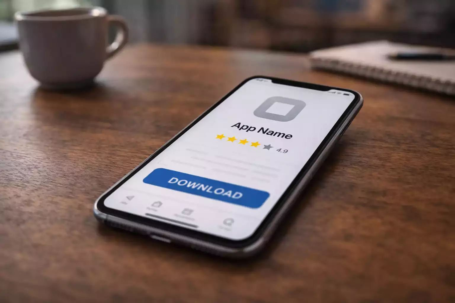Smartphone zeigt App Store mit Download-Button für Sportwetten-App
