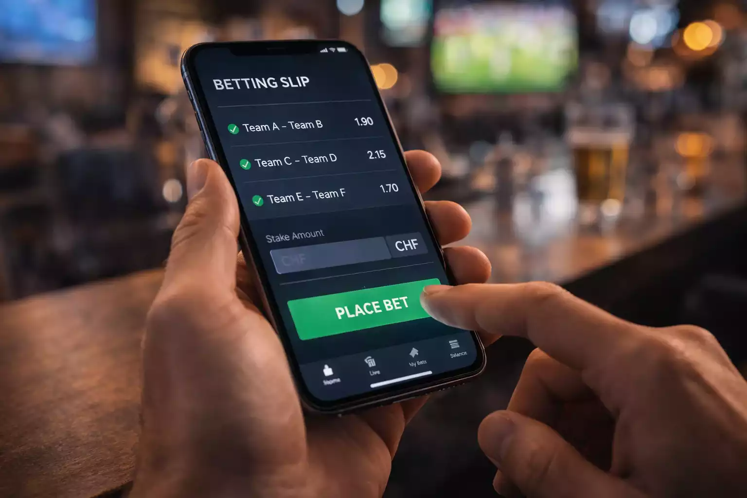 Wettschein-Ansicht in der Sportwetten-App mit ausgewählten Wetten