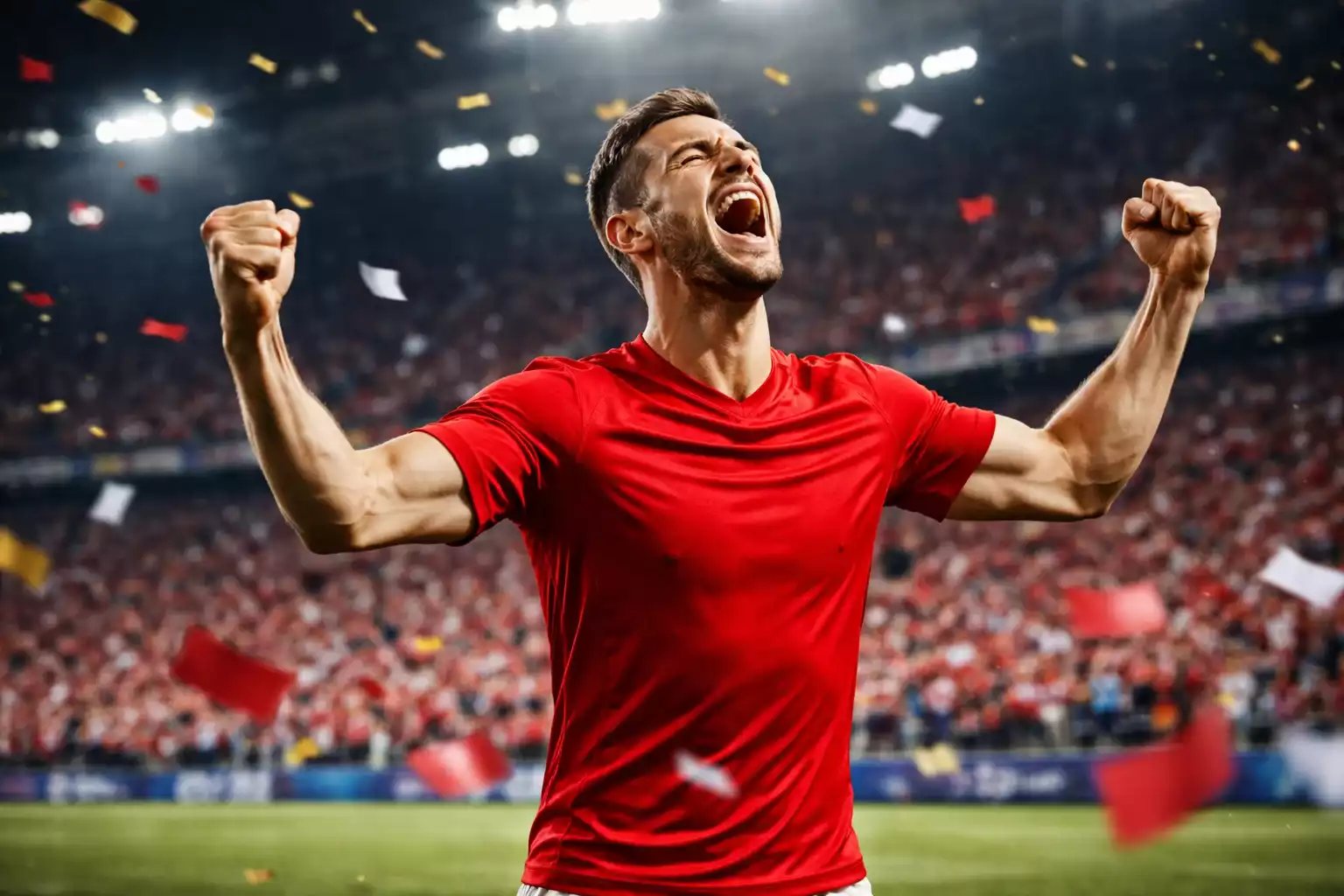 Fussballspieler feiert Tor für Torschützenwette bei Sporttip